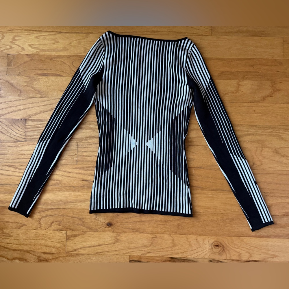 Clover Canyon Black & White Vertical Stripe Long-Sleeve Top - Picture 9 of 15